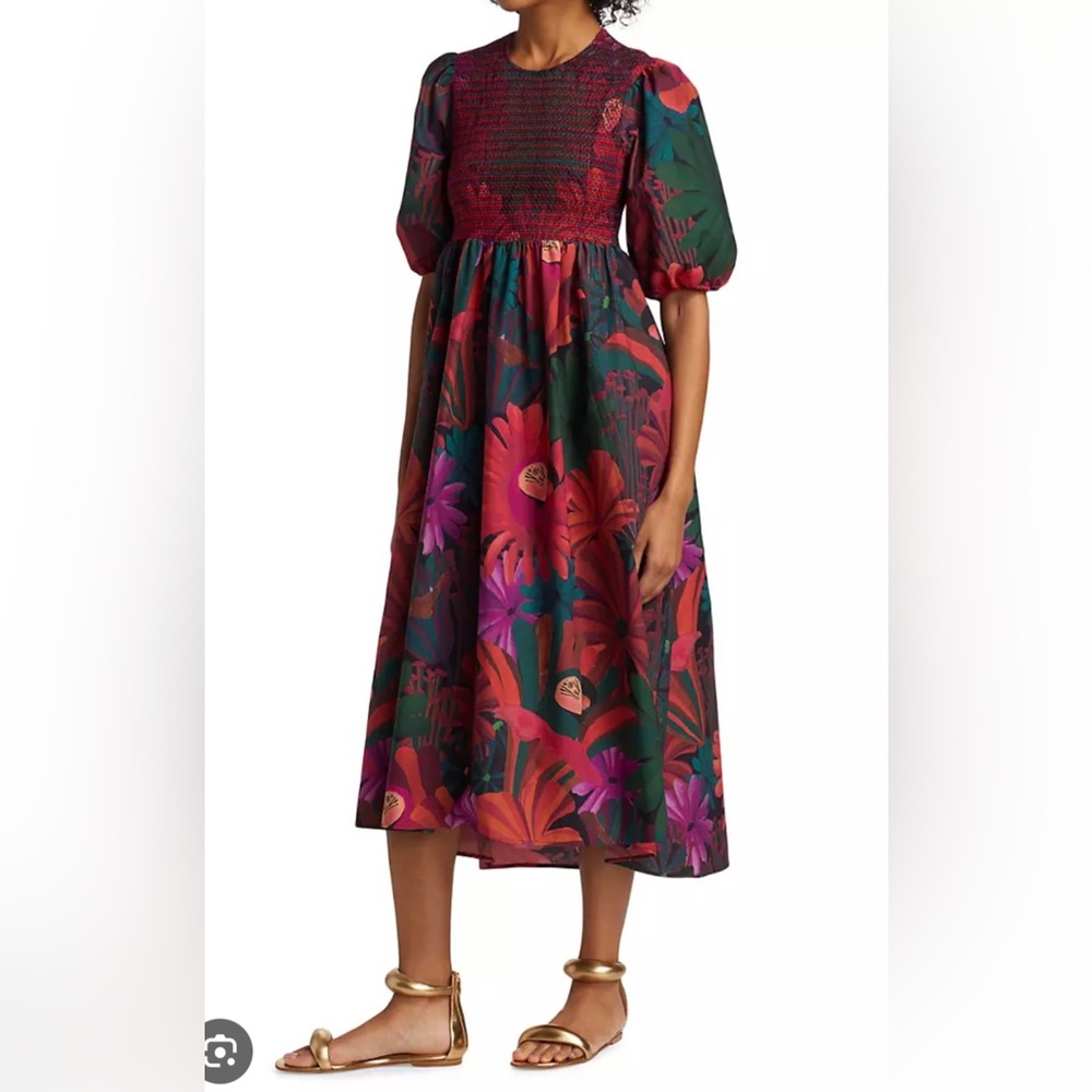 Farm Rio Bird Flowers Midi Dress